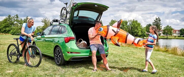 Green SKODA Rear Side View