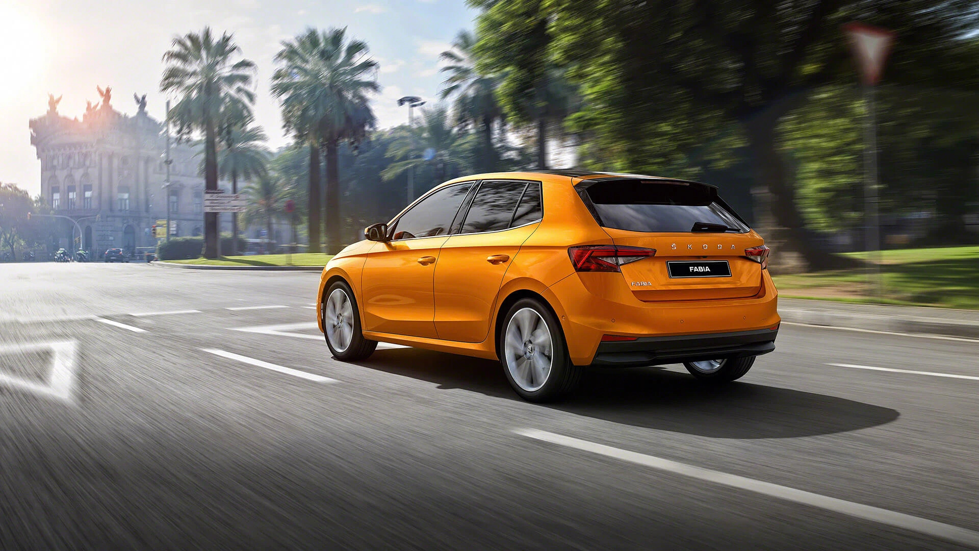 Orange Skoda Fabia rear