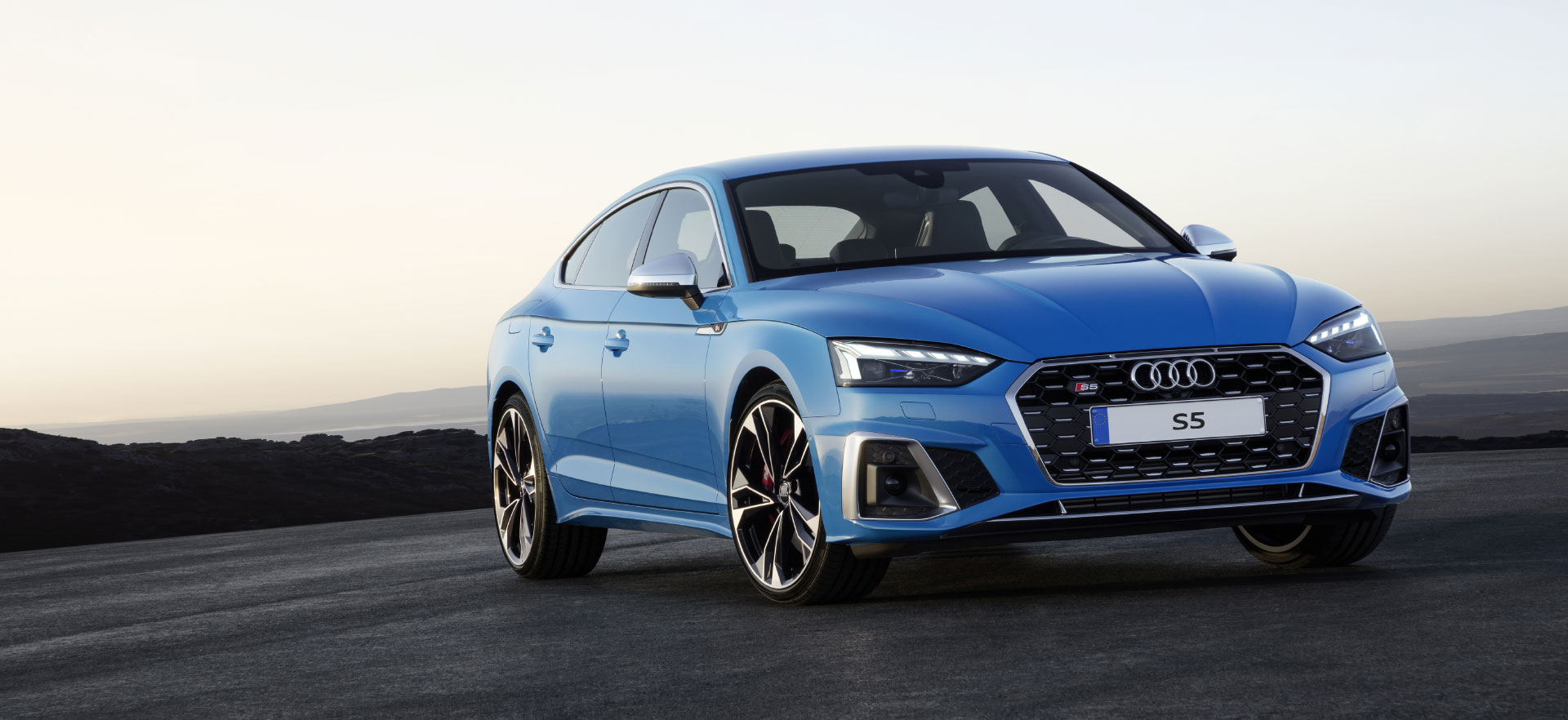 Blue Audi S5 Front Side View