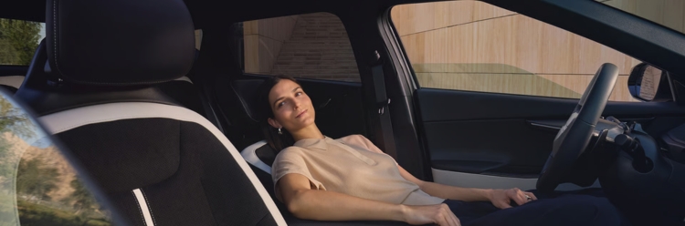 Close-up of the Kia EV6 Reclining Seats in action.