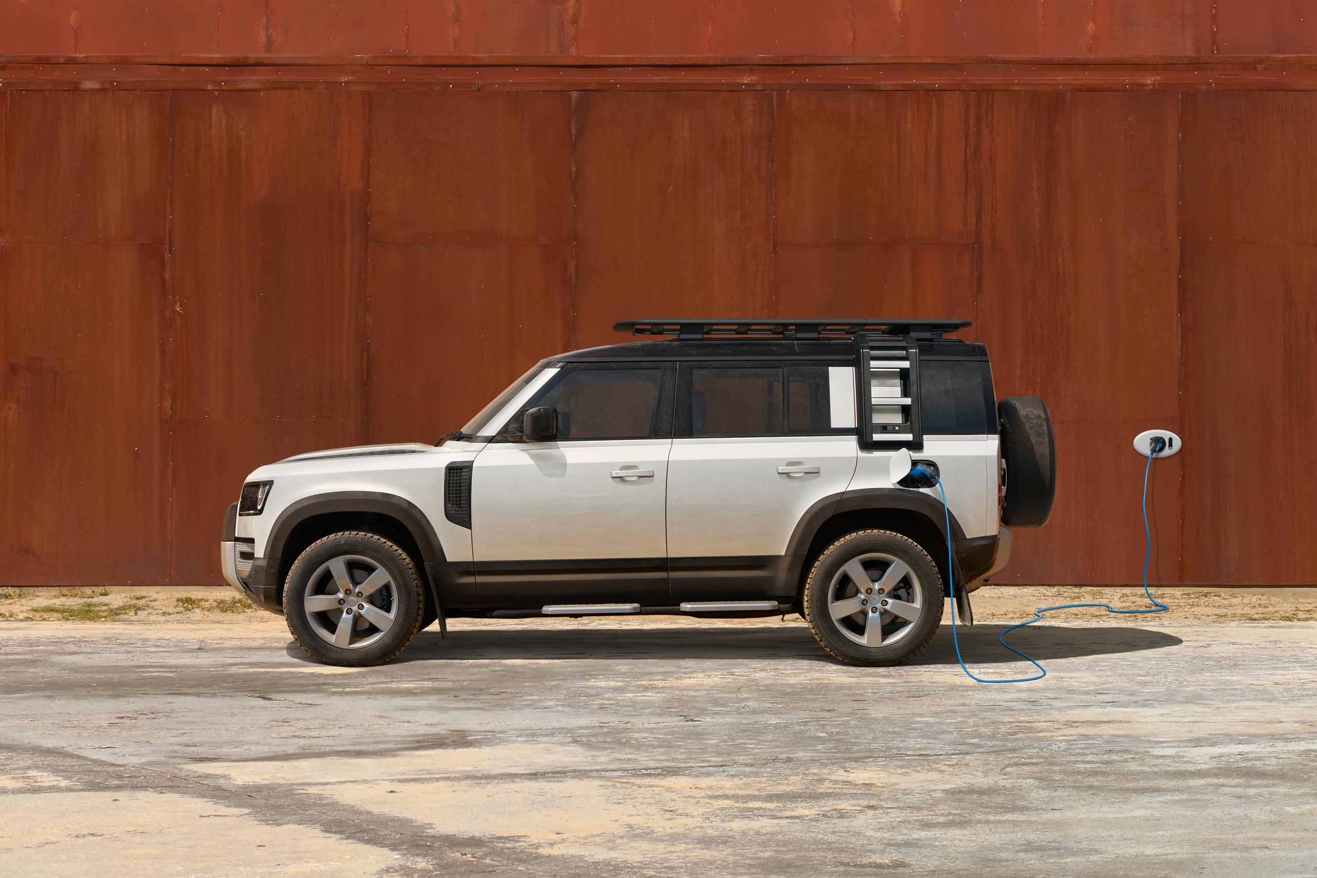 white and black Defender 110