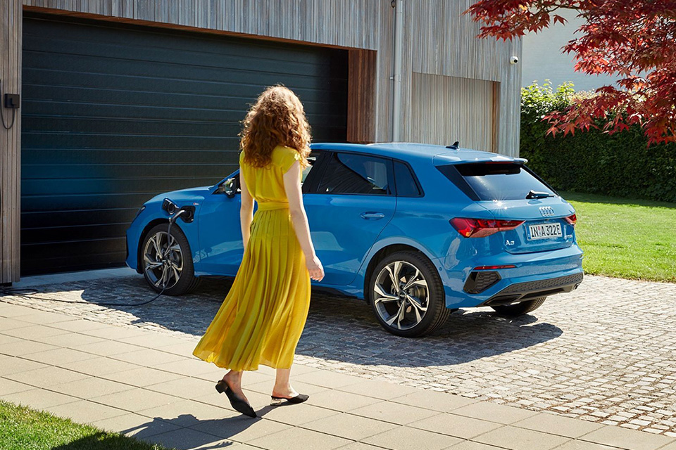 Blue  Audi A3 Rear Side View