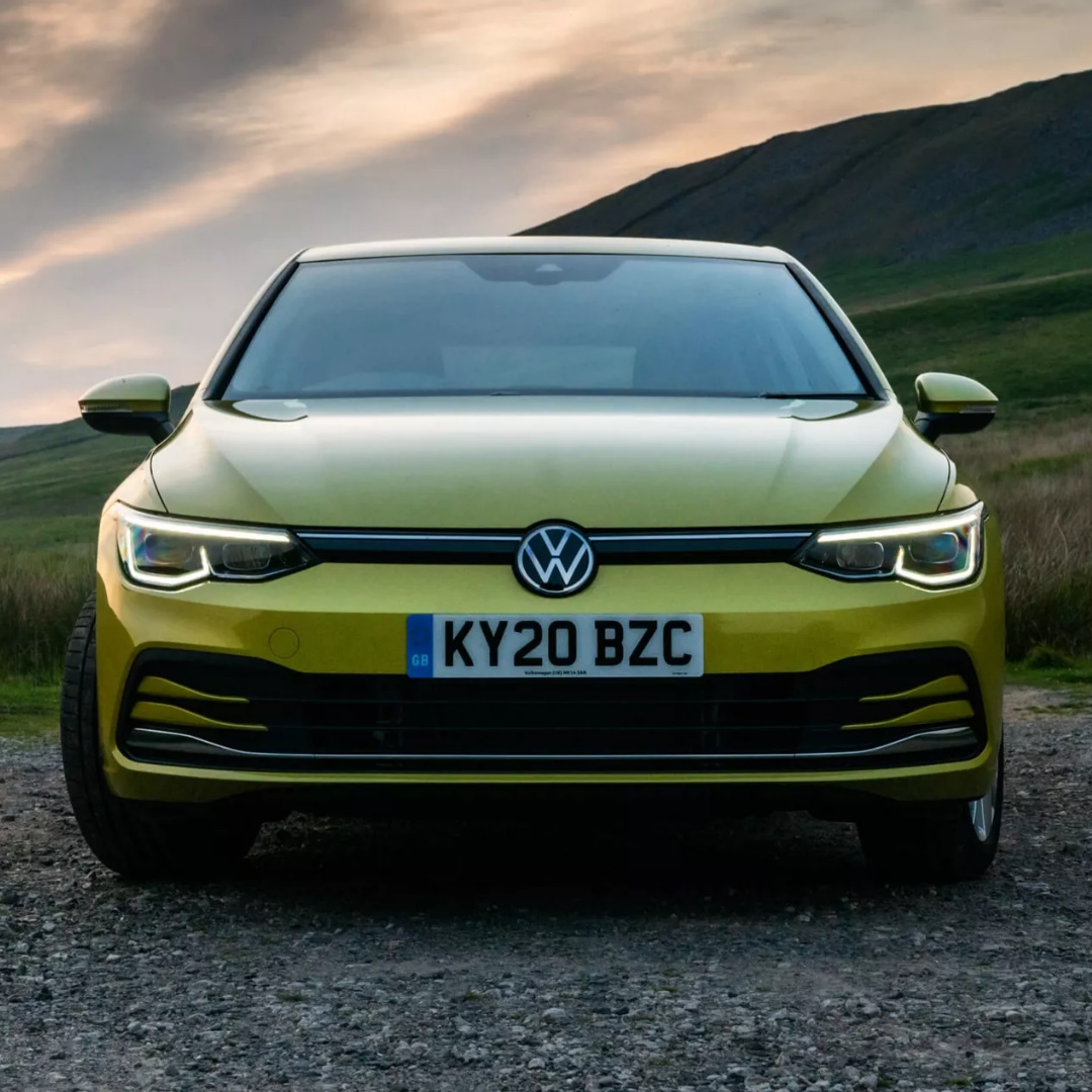 The front of a green Golf 8