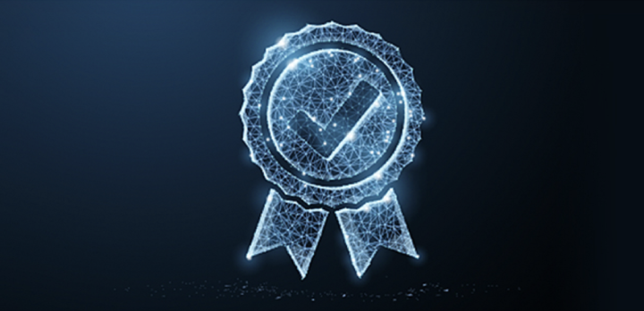 Ribbon with a tick on it