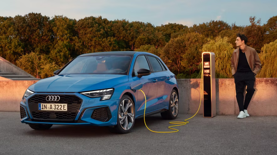 blue Audi Charging