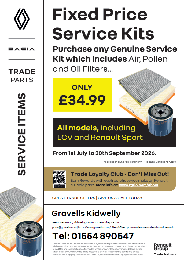 £35 Service Kits for Renault and Dacia Cars | Gravells Parts Hub