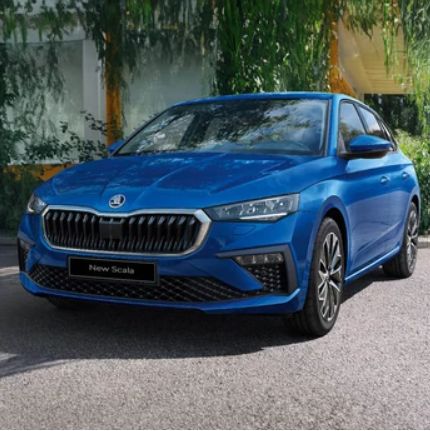 Blue SKODA Scala Front Exterior View