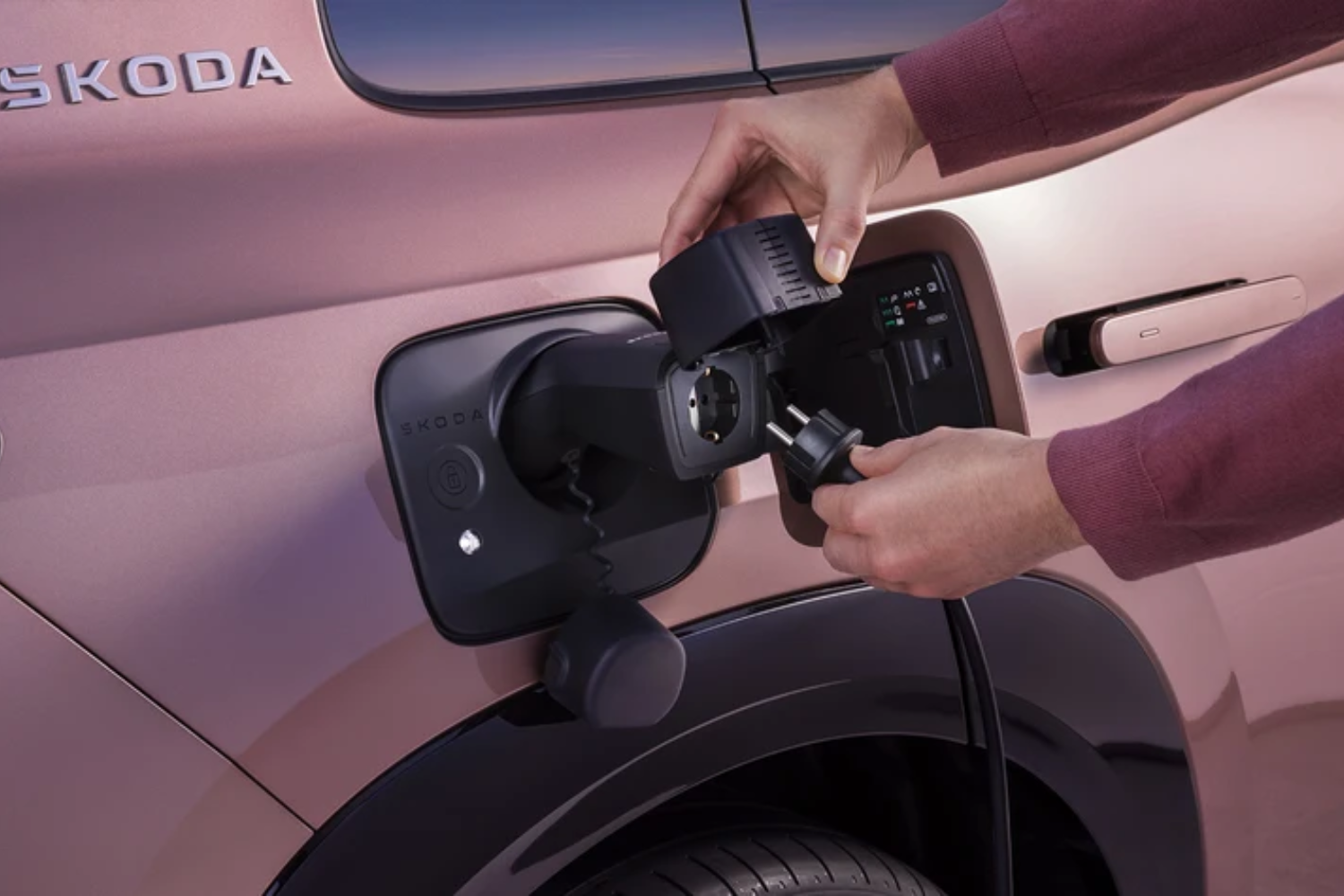 charging on the new, All-electric Skoda Peaq