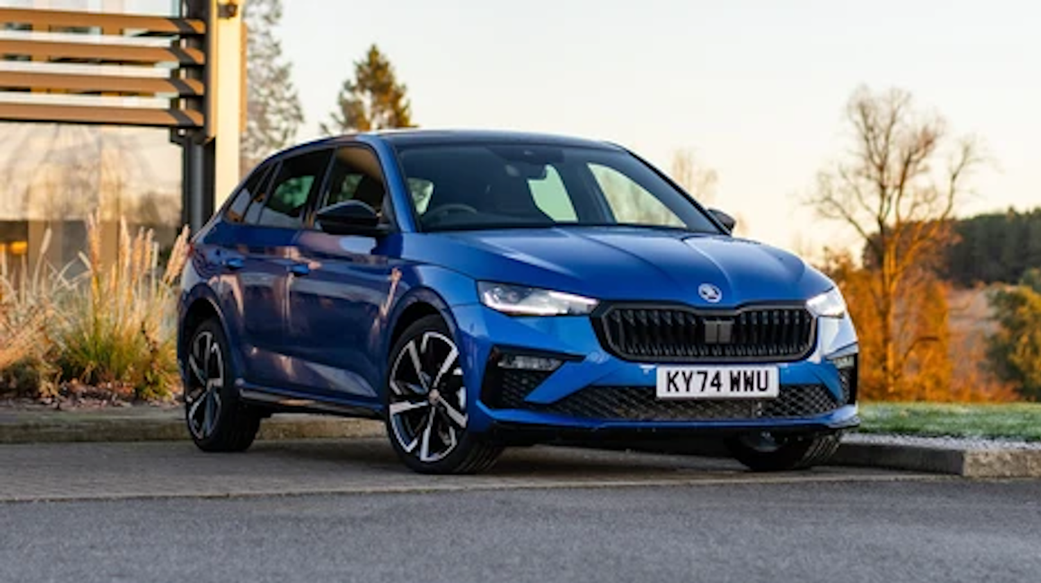 Blue SKODA Front Side View