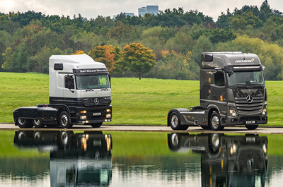 Tracking a quarter-of-a-century of progress in truck technology, F1 team McLaren takes a trip down Mercedes-Benz ‘memory lane’ 