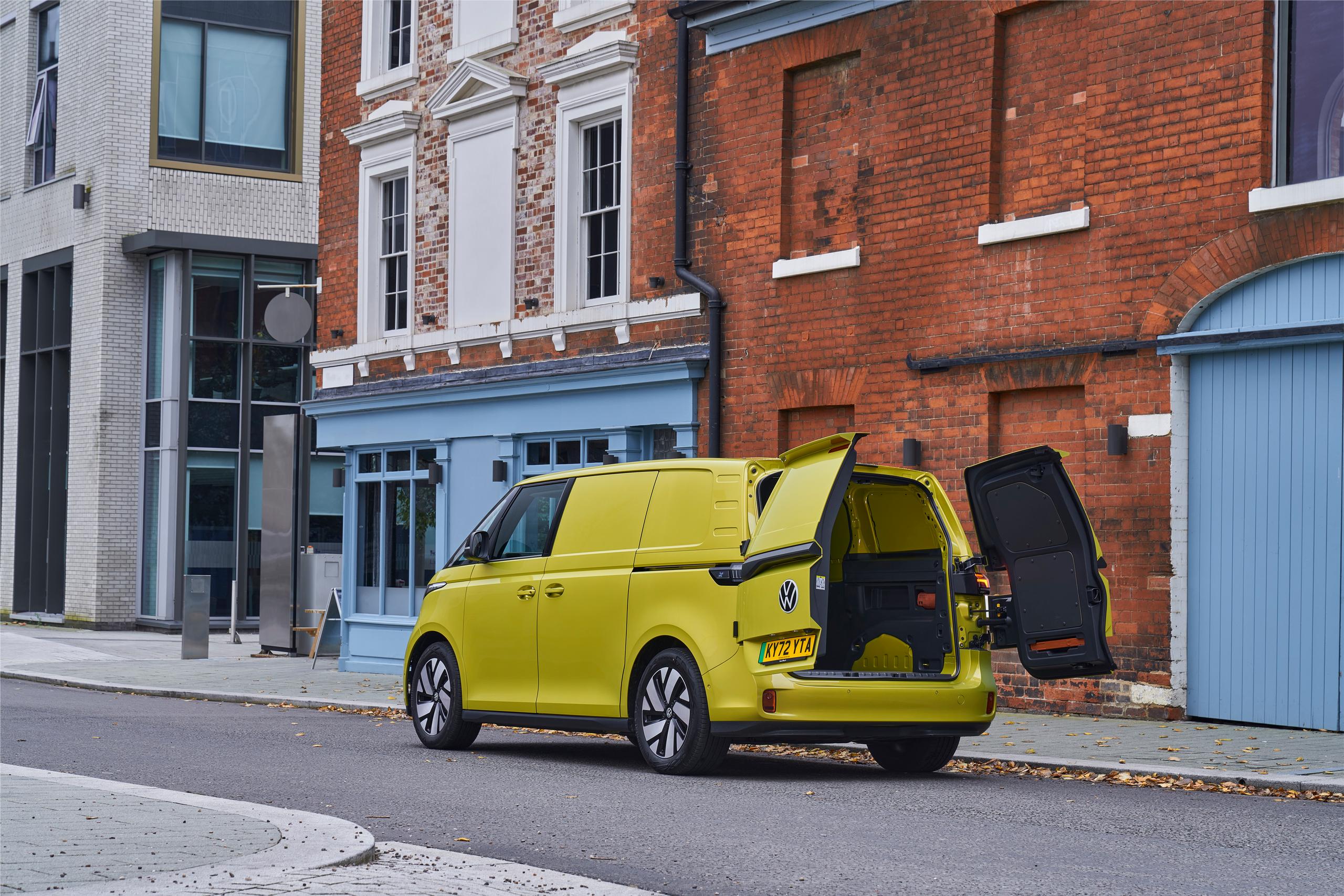 VW Buzz Cargo parked on street