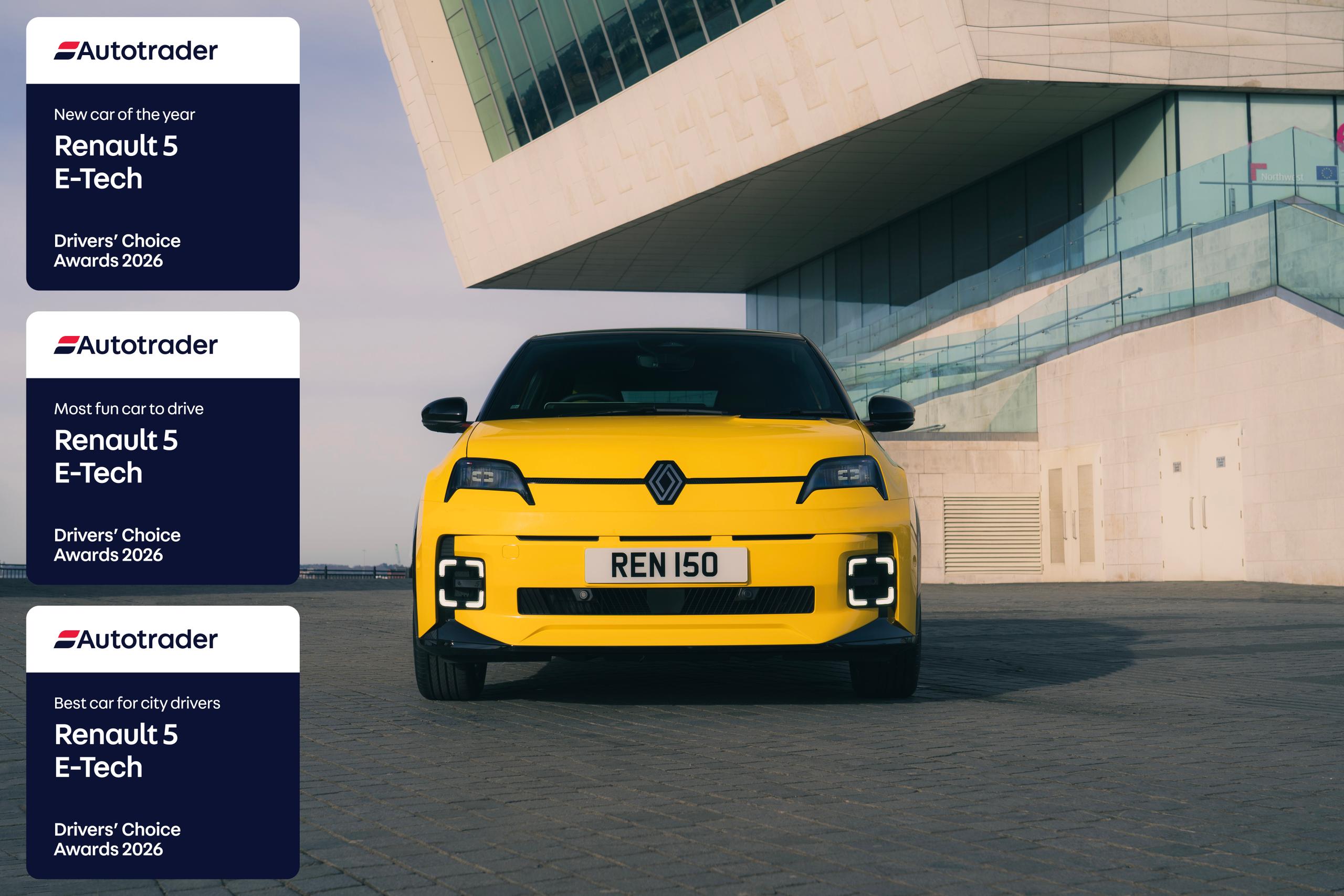 RENAULT 5 E-TECH ELECTRIC CROWNED ‘NEW CAR OF THE YEAR’ IN TRIPLE AWARD TRIUMPH AT THE AUTOTRADER DRIVERS’ CHOICE AWARDS 