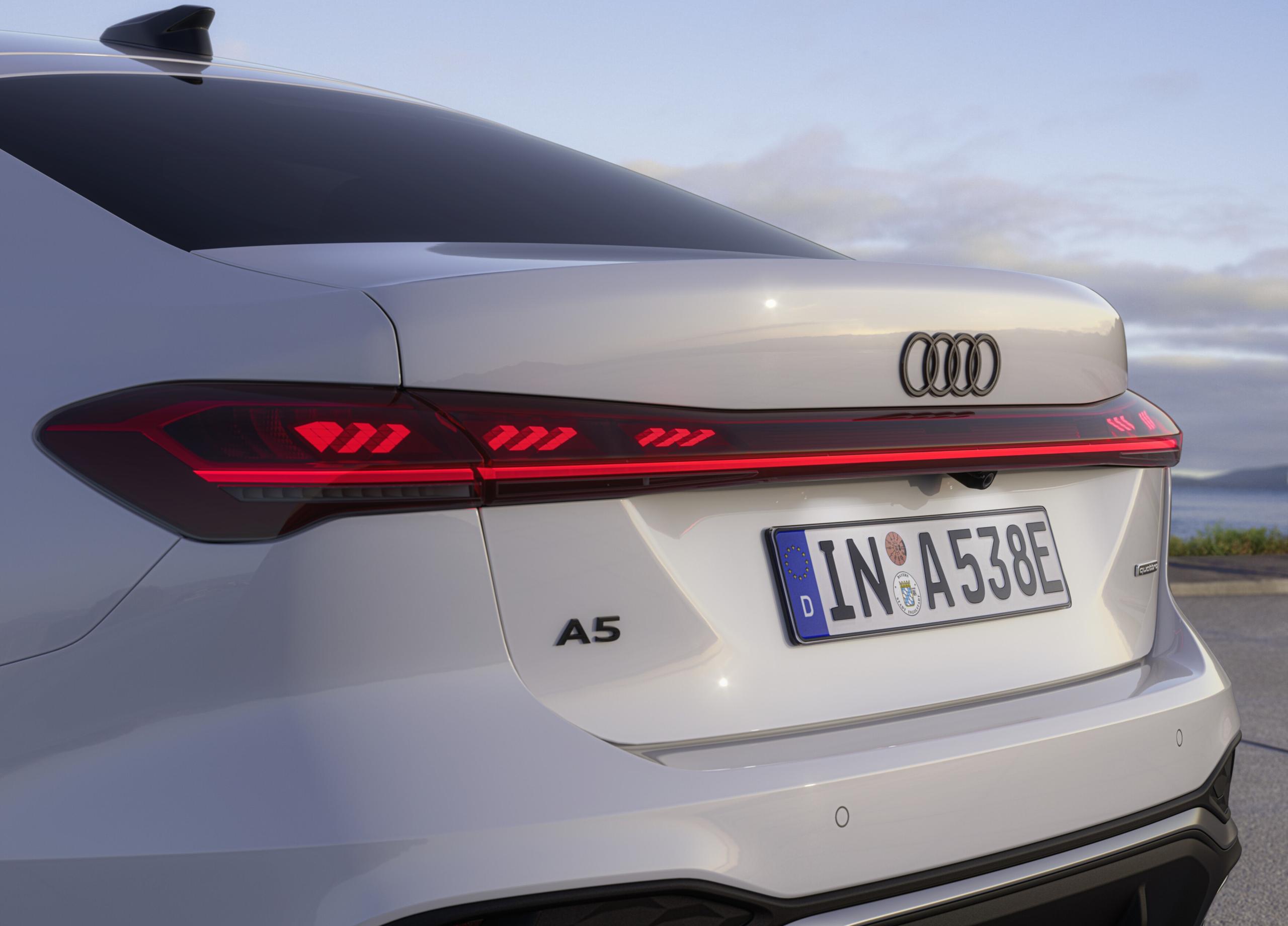 rear of a white Audi A5 