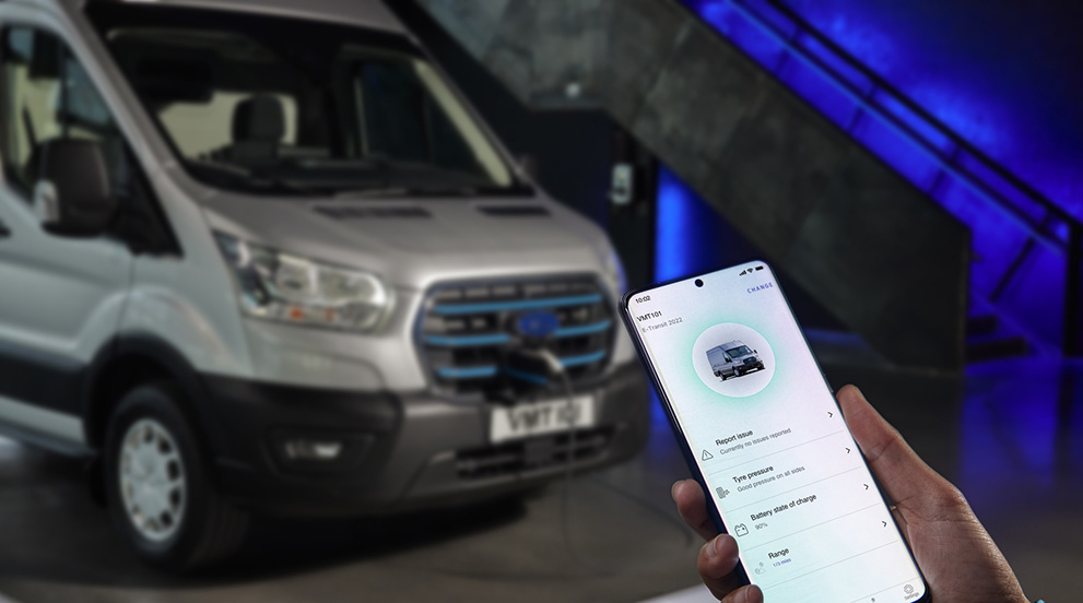Ford All Electric E-Transit Van with app