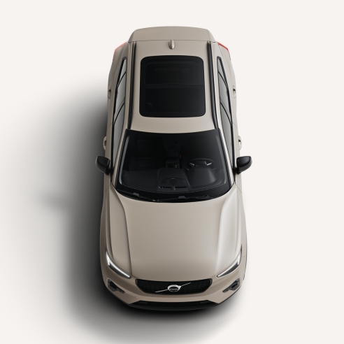 Top Down View Of The Volvo XC40 Showcasing Its Roof In A White Studio Environment