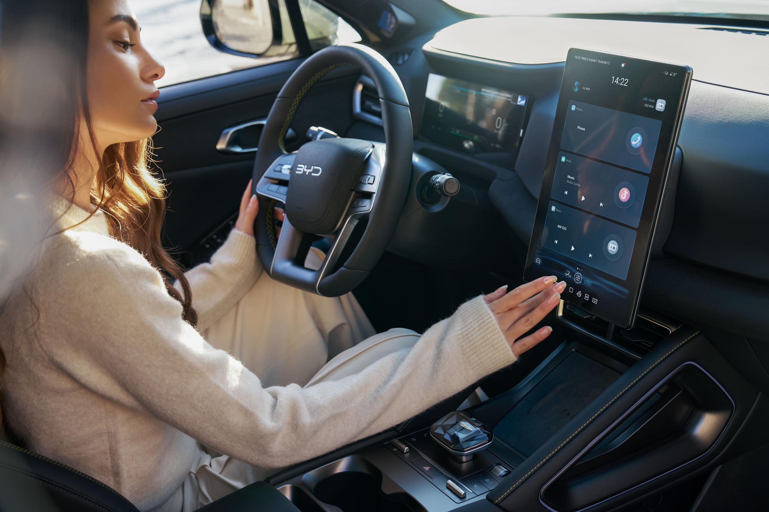 Person Sat in BYD Infotainment System