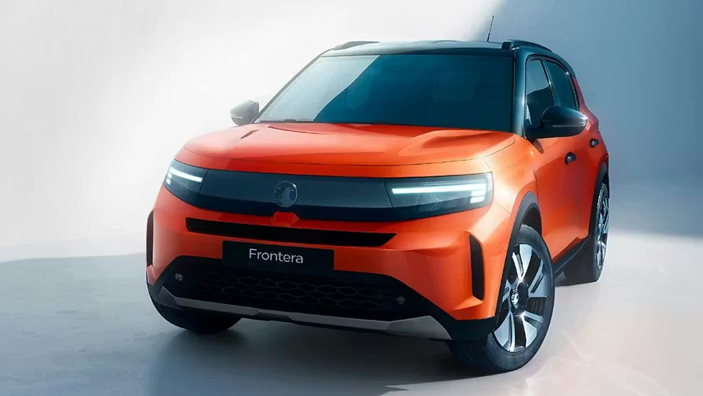 Orange Vauxhall Frontera shown from the front in a bright studio setting.
