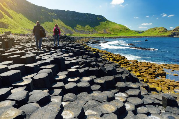 Giants causeway with blue skies