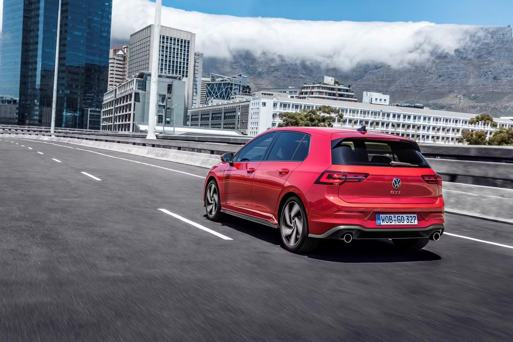 Red Volkswagen Golf Rear Side View