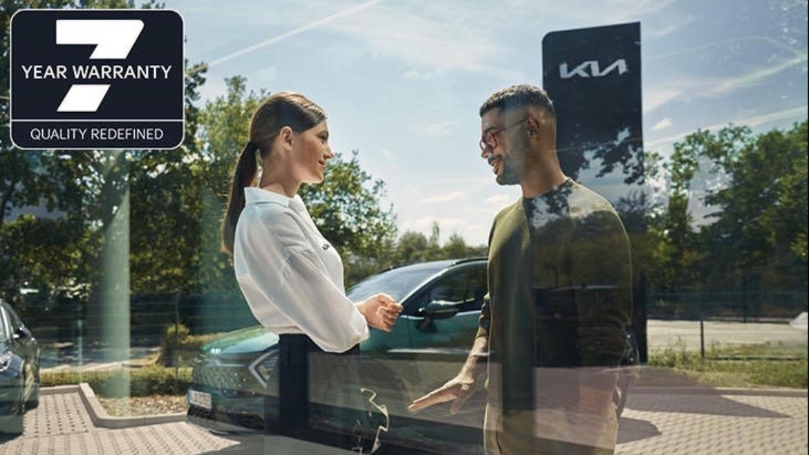 Seven-year Kia warranty promotion highlighting long-term ownership confidence and quality assurance.