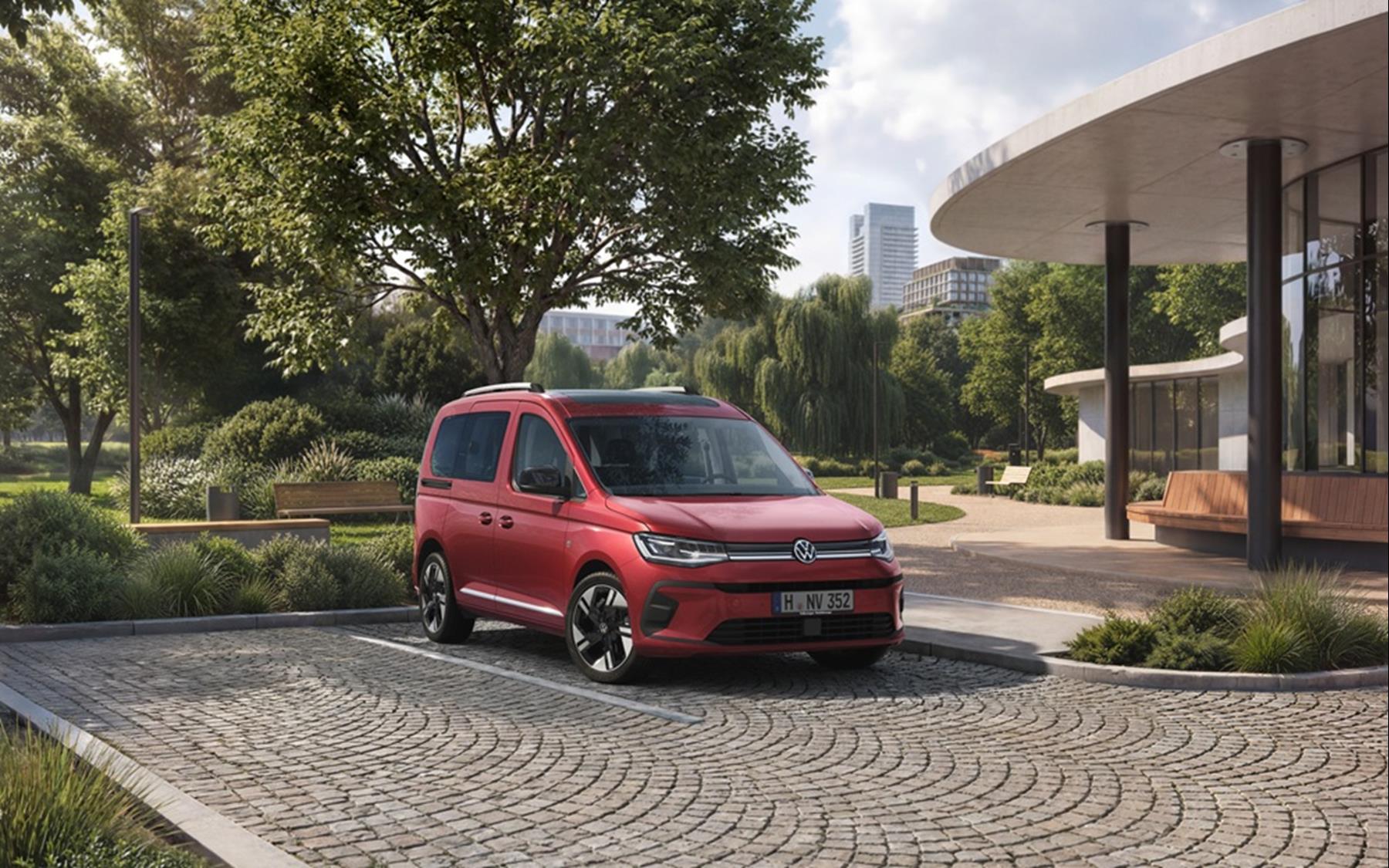 Red Volkswagen Caddy Exterior