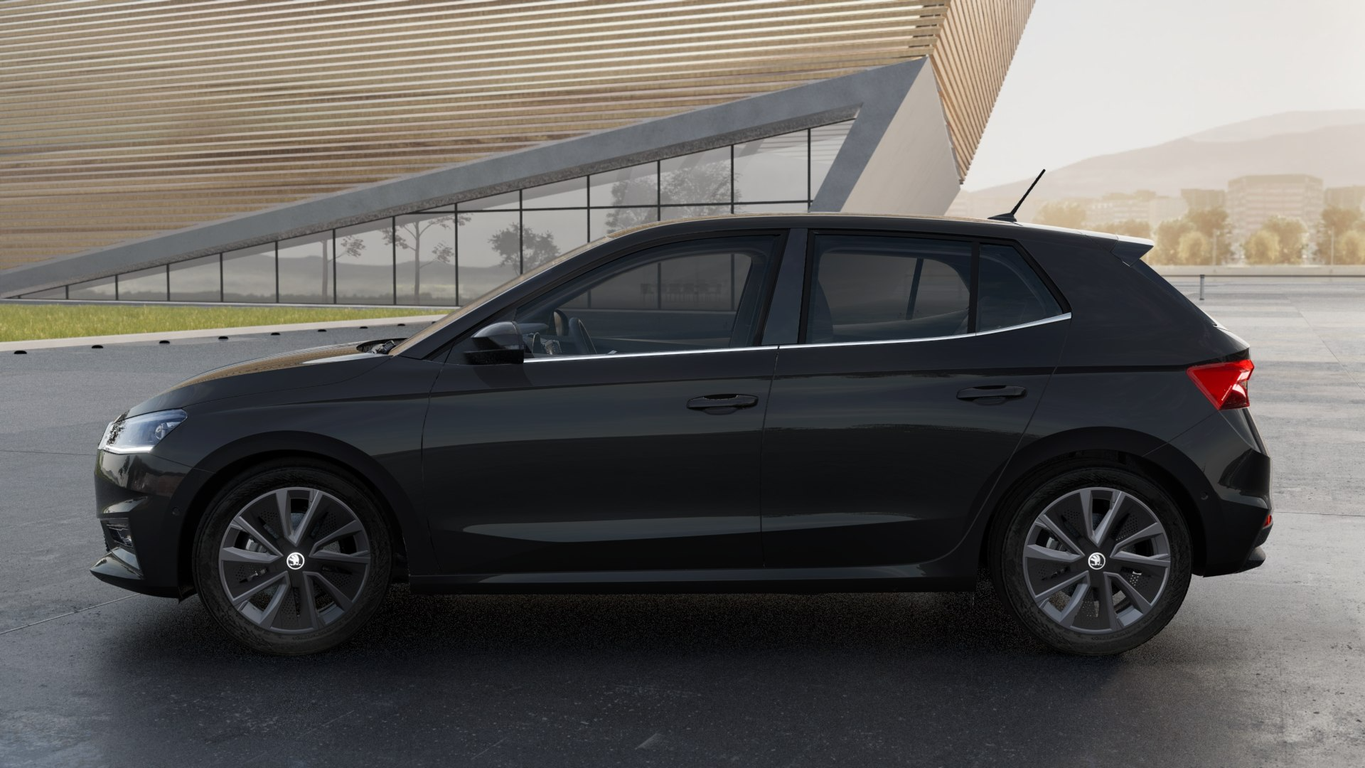 Black SKODA Fabia Side View