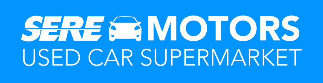 White SERE Motors Used Car Supermarket logo on a blue background