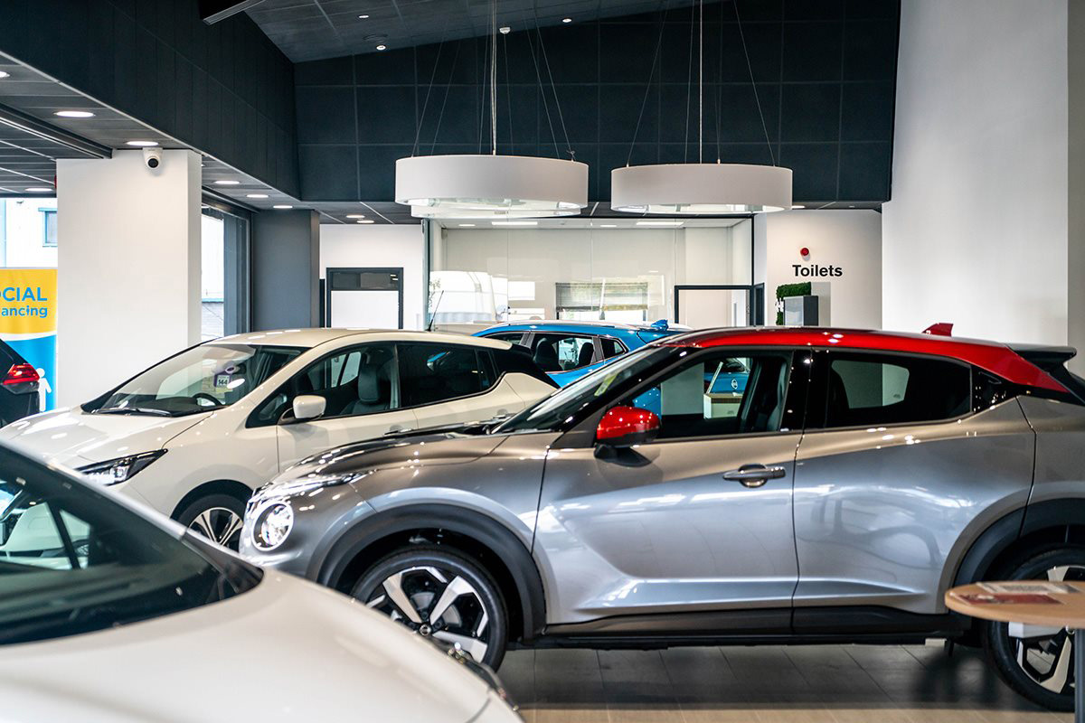 Cars in showroom