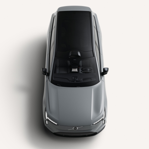 Top Down View Of The Volvo EX90 Showcasing Its Roof In A White Studio Environment