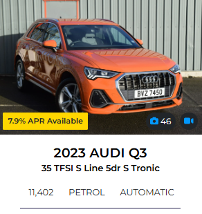 2023 orange audi q3 s line tronic automatic petrol