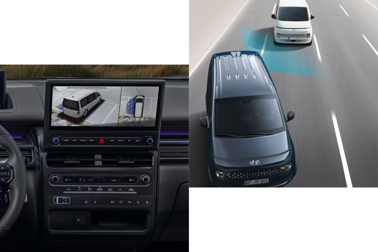 collage of picutres of New Hyundi STARIA advance safety features