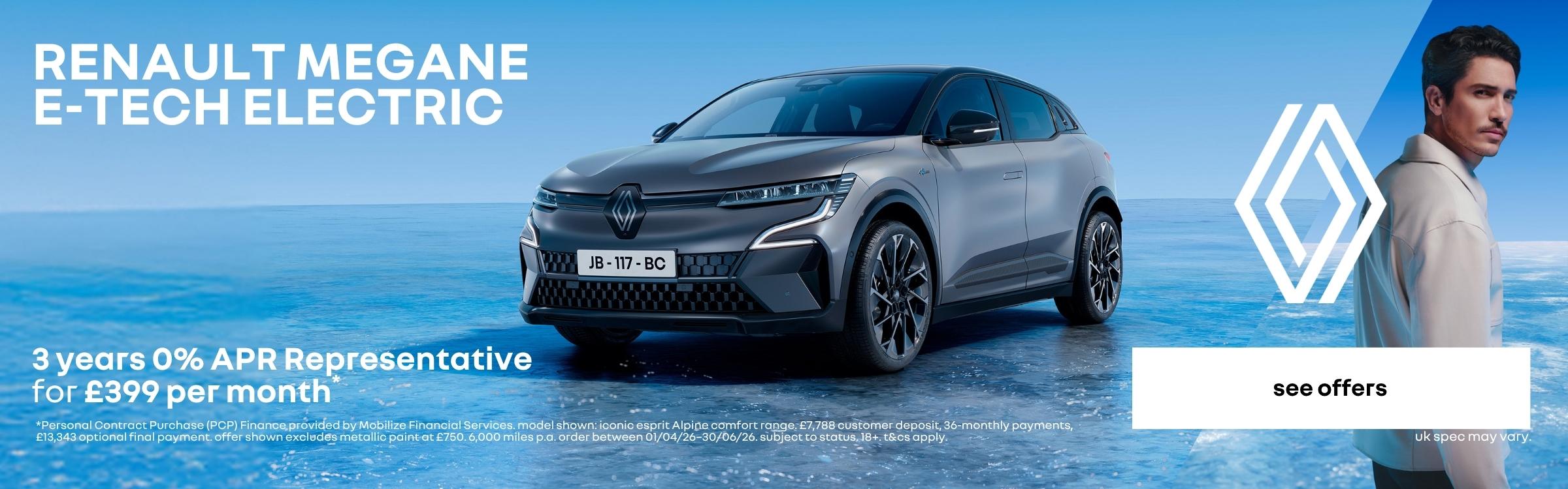 Megane E-Tech 100% Electric PCP Offer | Renault South Wales