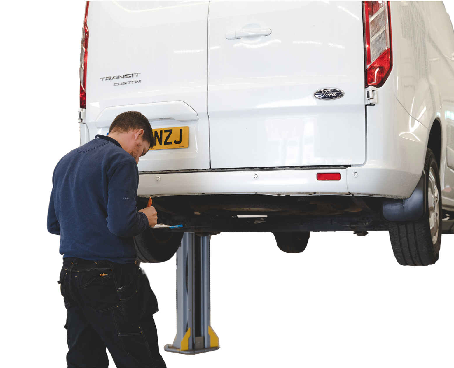 Van being serviced