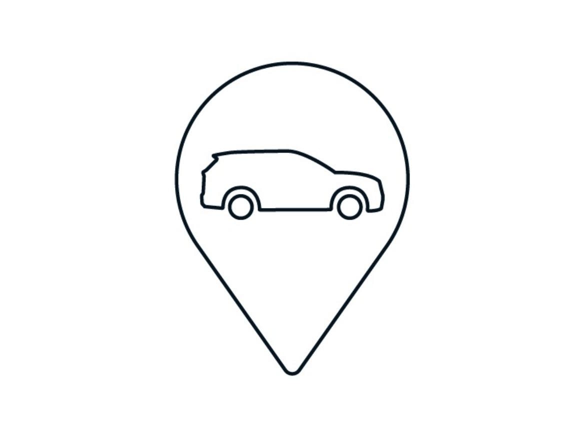 Vehicle location icon representing car finder technology and location-based services.