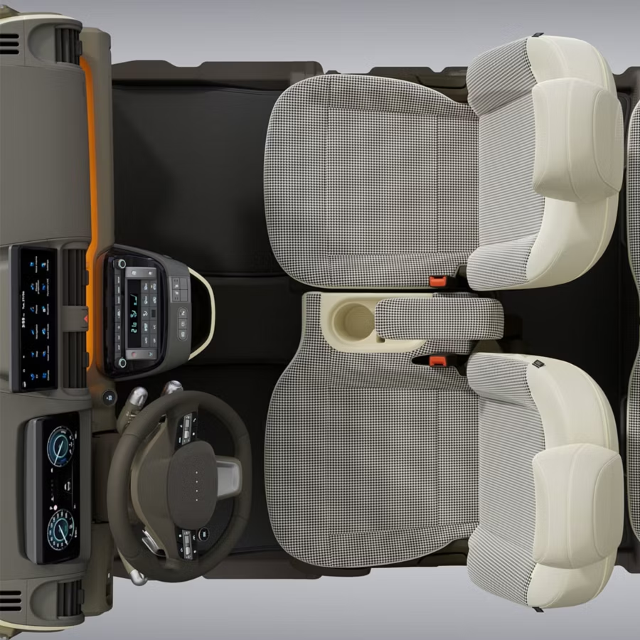 birds eye view of seating in car