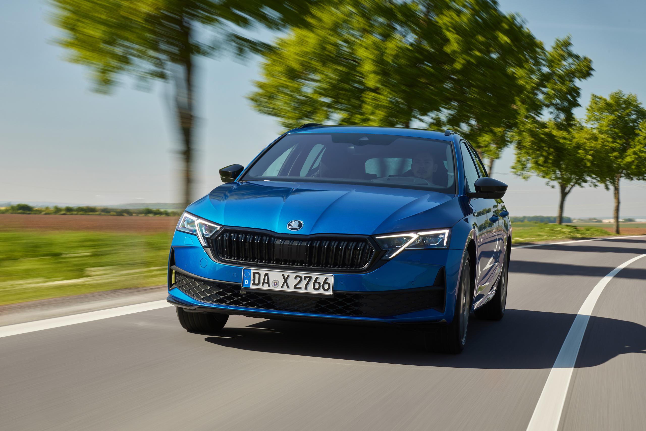 Blue Skoda Octavia Estate Front View