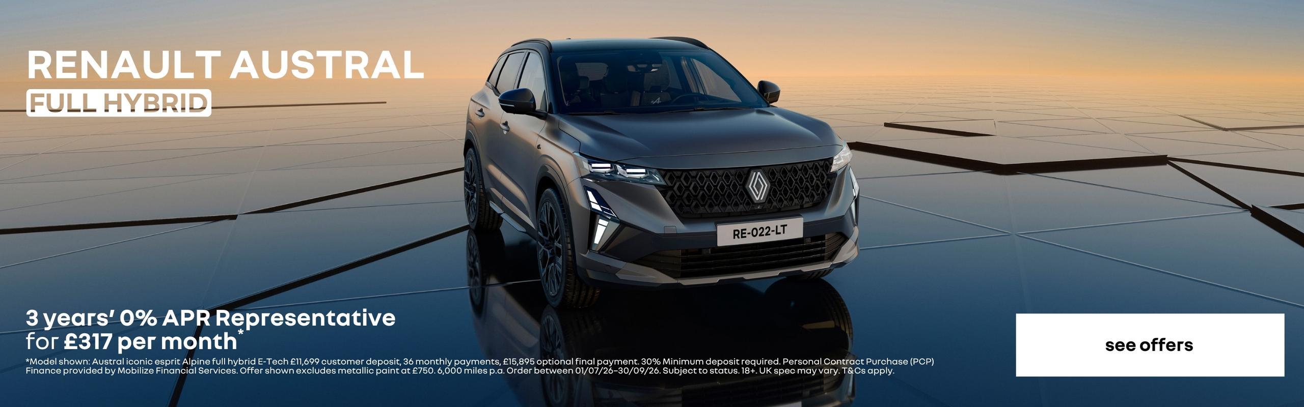 Renault Austral 0% PCP Offer | Renault Car Finance Wales and Hereford