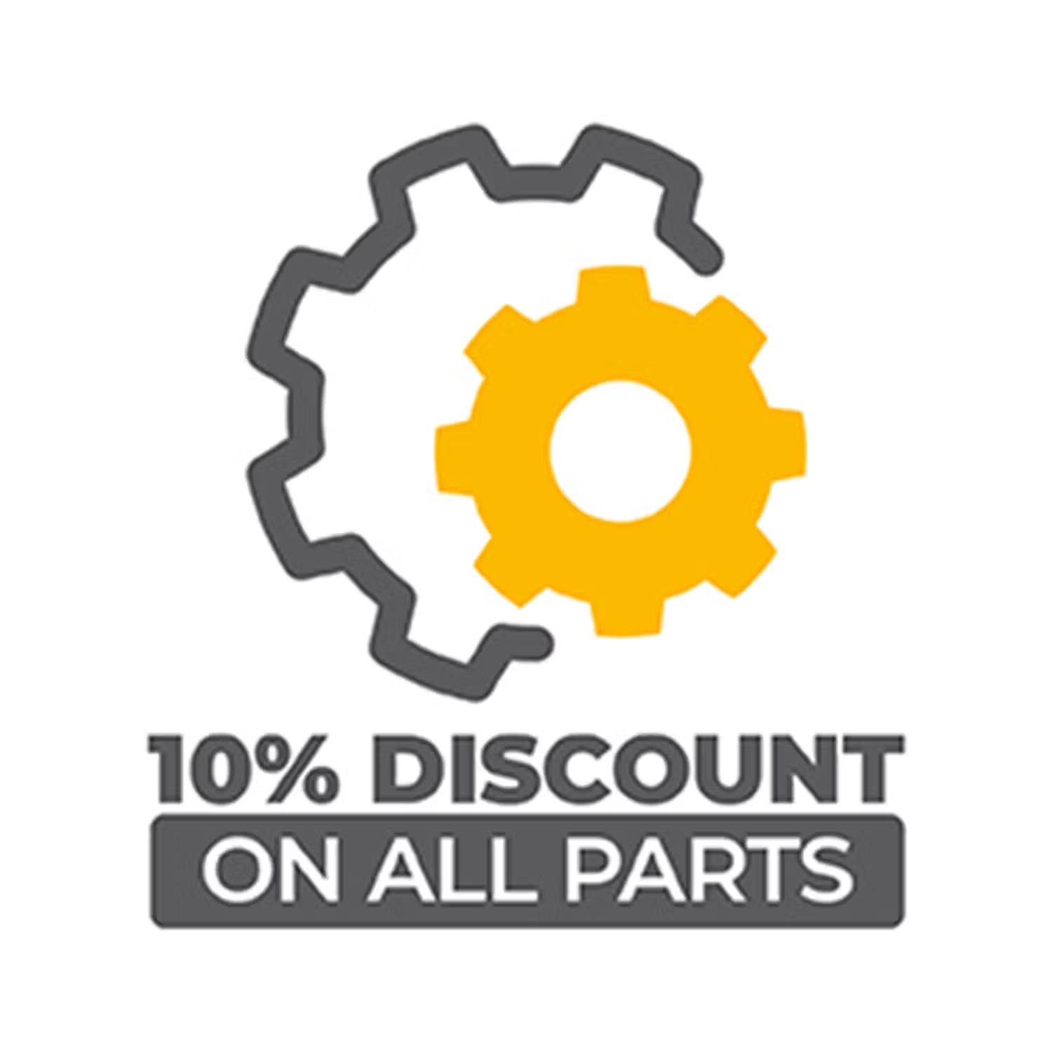 icon of cogs and text for 10% discount