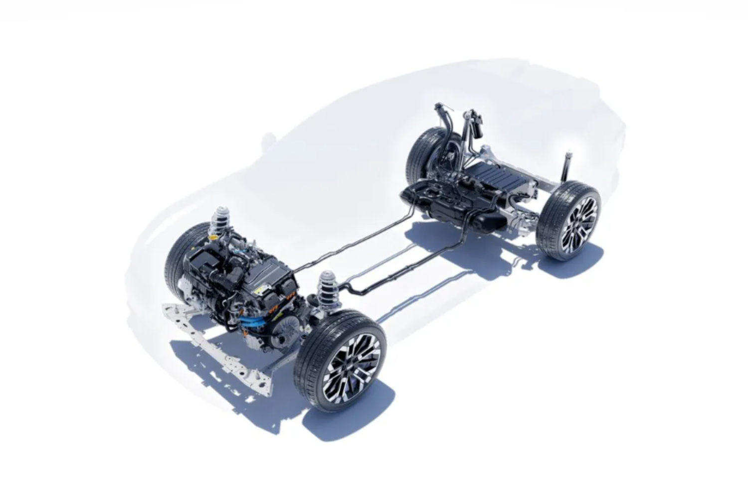view of striker hybrid powertrain