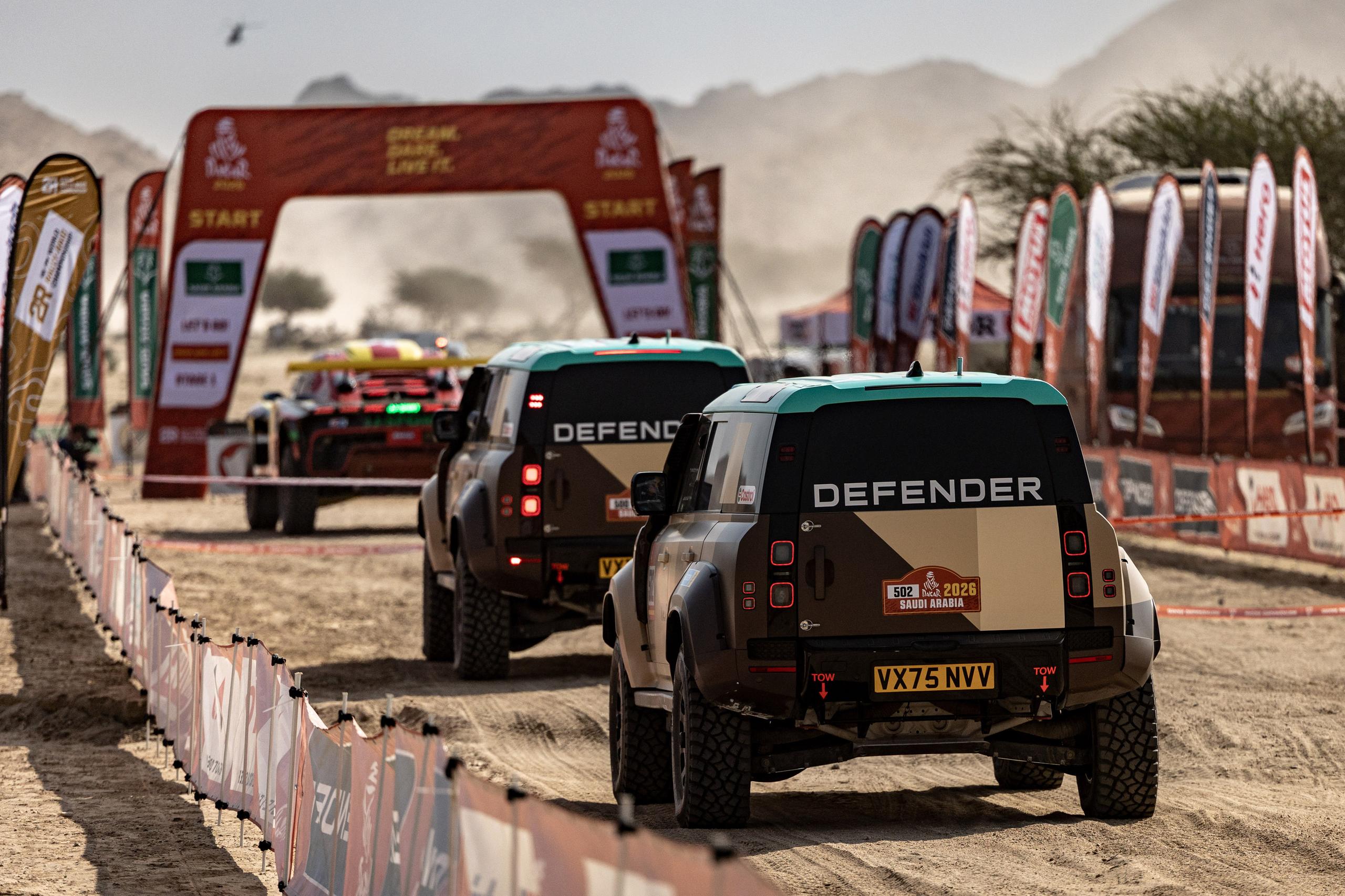 Land Rover Defender at a rally