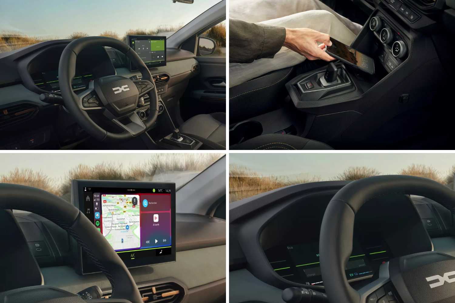 collage of the new dacia joggers technology