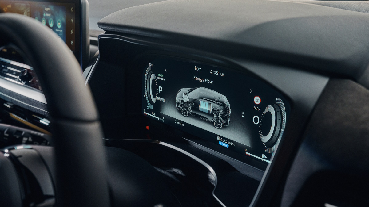 Dashboard inside the new hybrid Nissan Qashqai showing energy flow