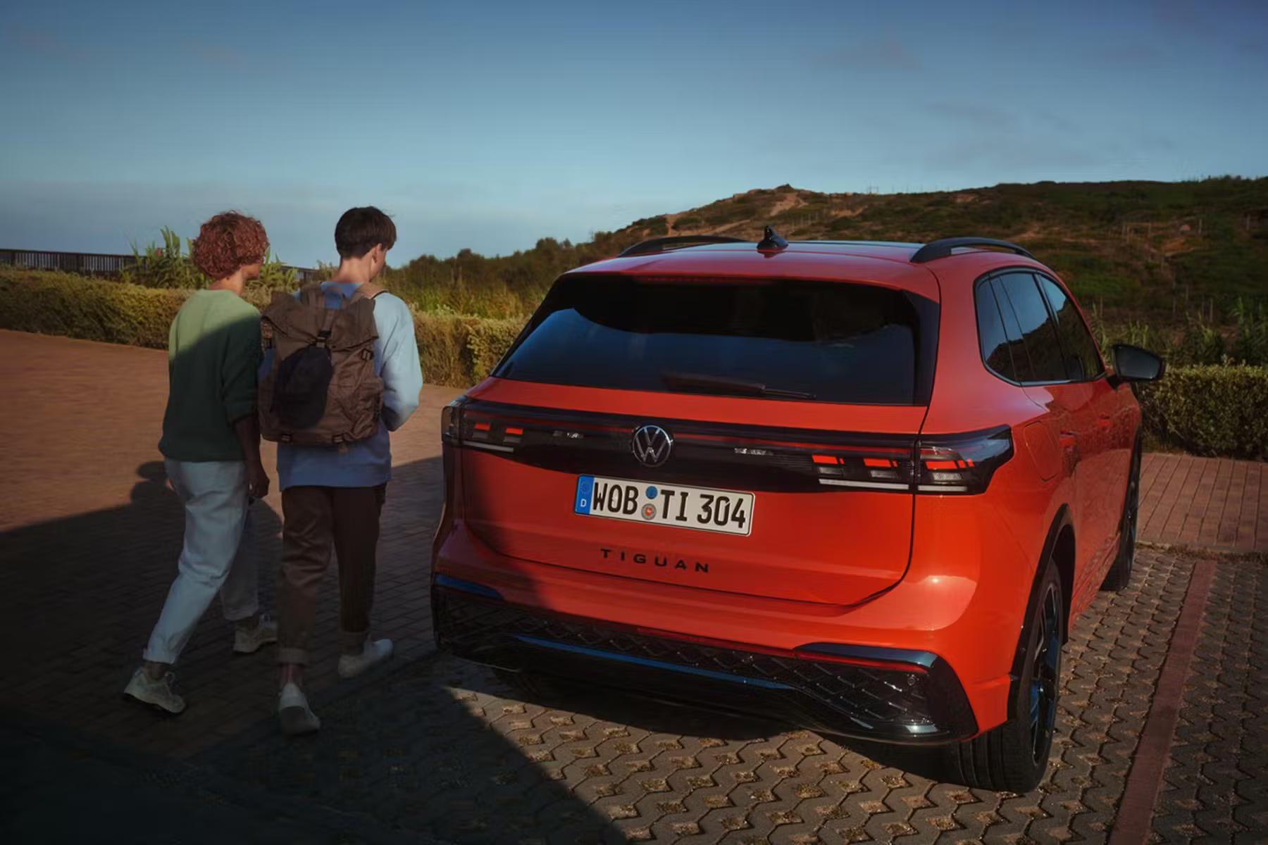 Red Volkswagen Tiguan Rear Side View