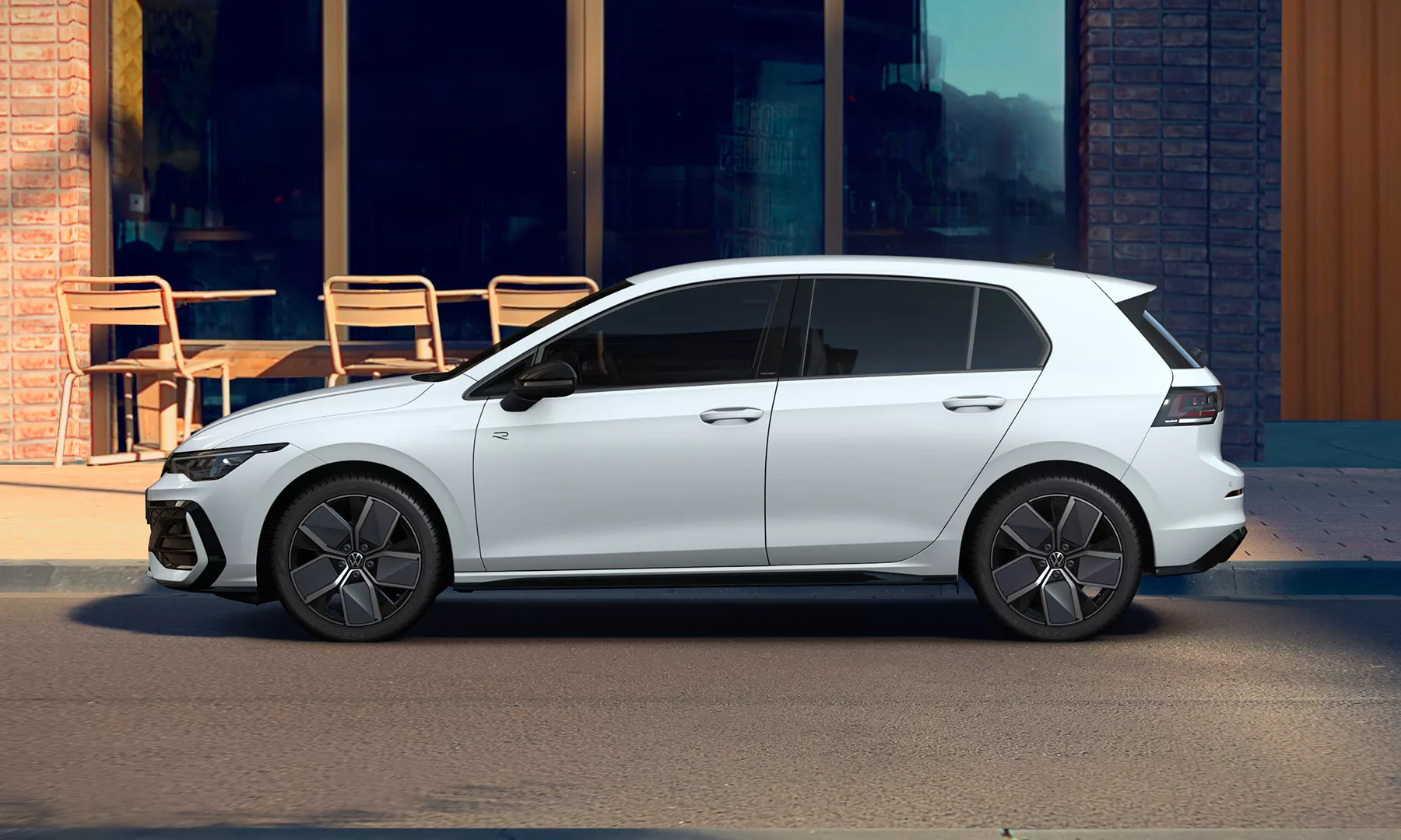White Golf Side View Parked