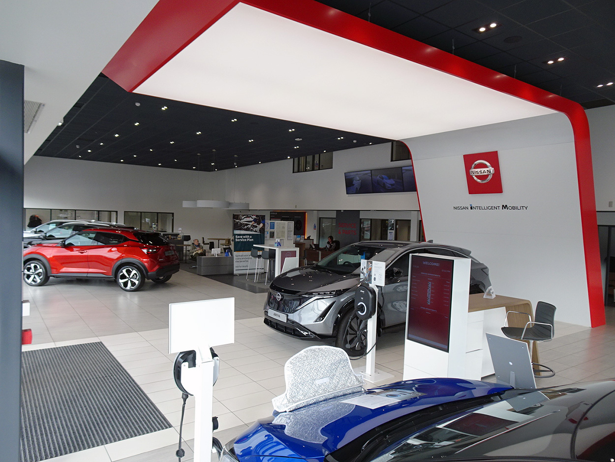 Inside of car dealership