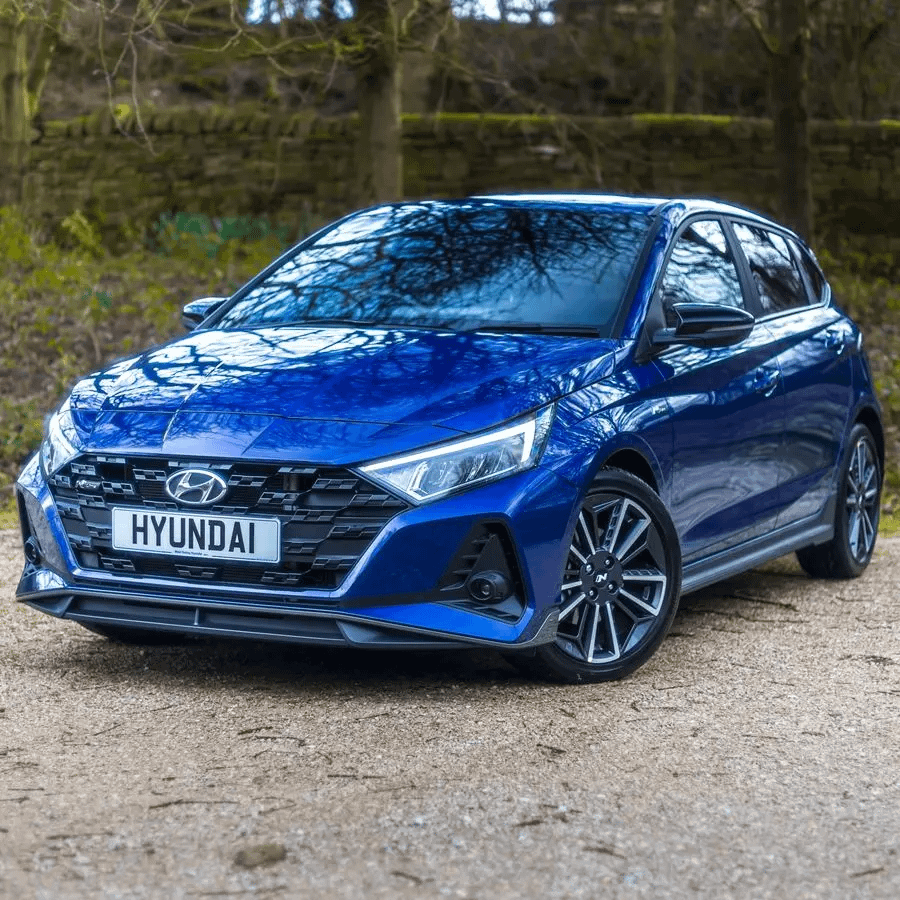 Blue Hyundai i20 N Front Side View