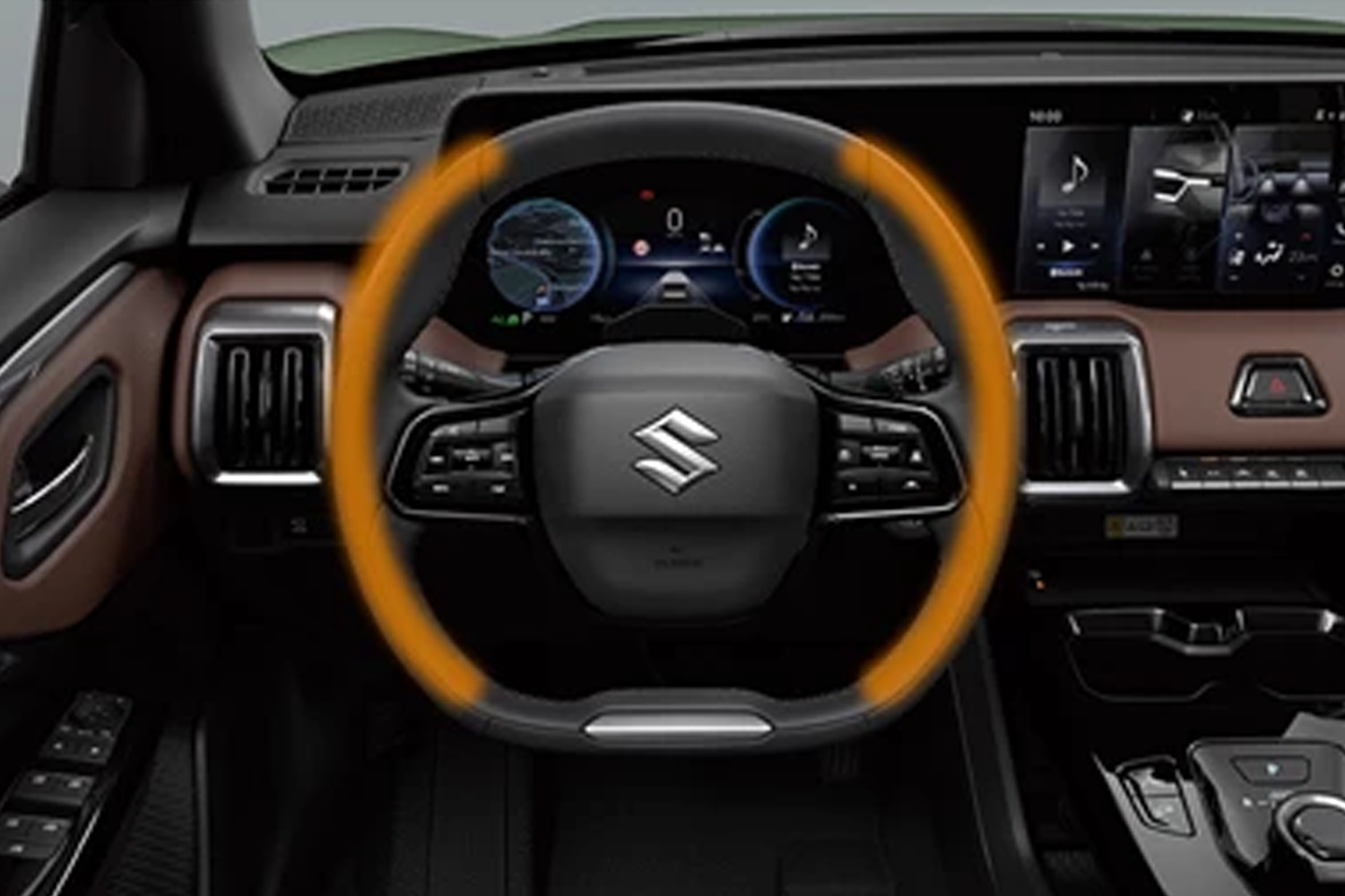 steering wheel/dash image of new Suzuki e-VITARA