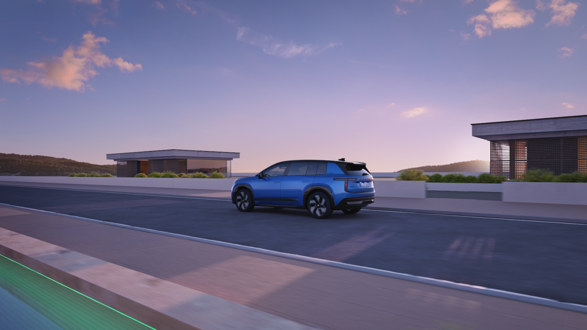 Blue SKODA Peaq Rear Side Exterior View