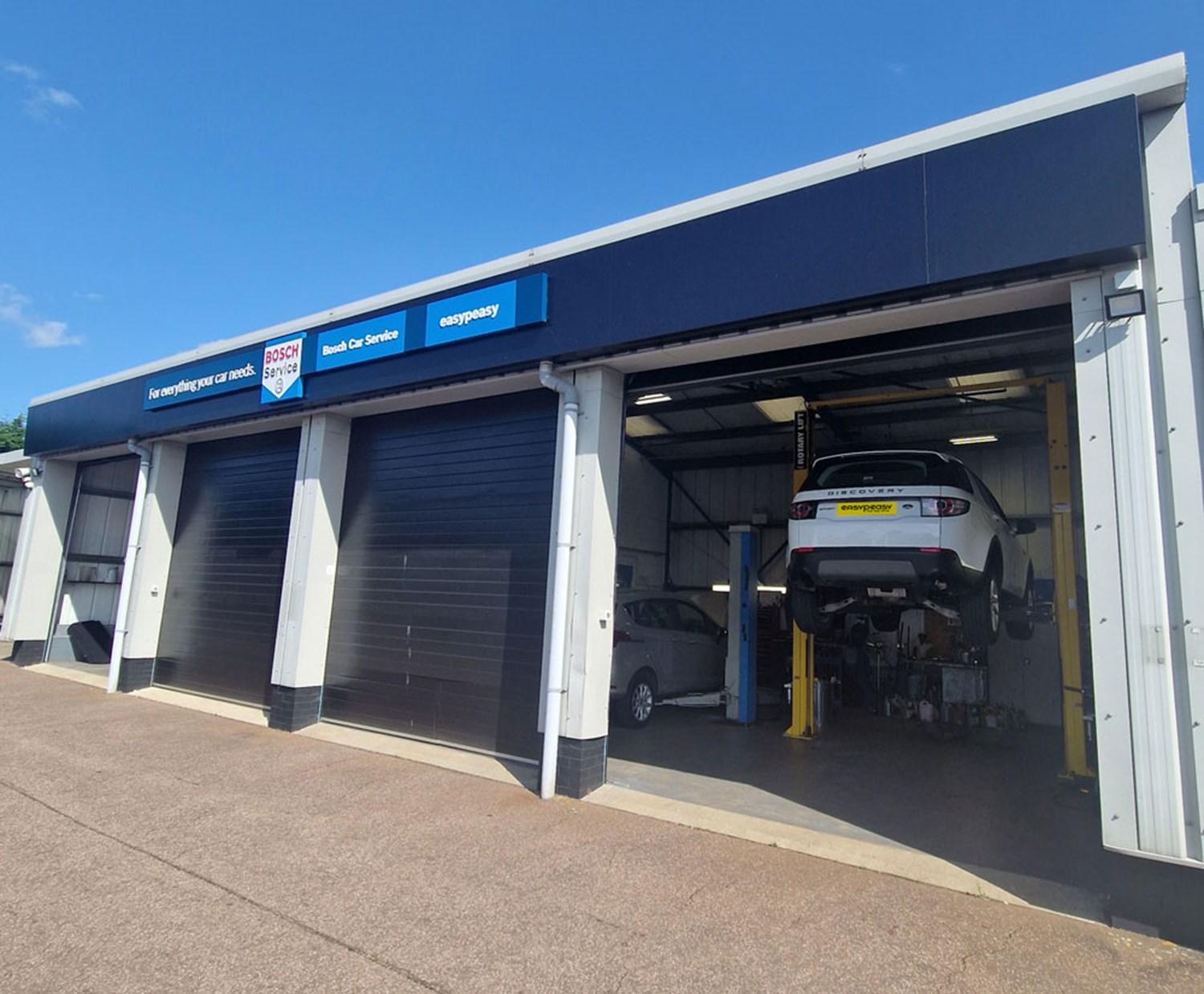 Exterior view of our state-of-the-art car mot centre located at easypeasy Bosch Norwich. Expert technicians and modern facilities ensure top-quality automotive care for your vehicle.