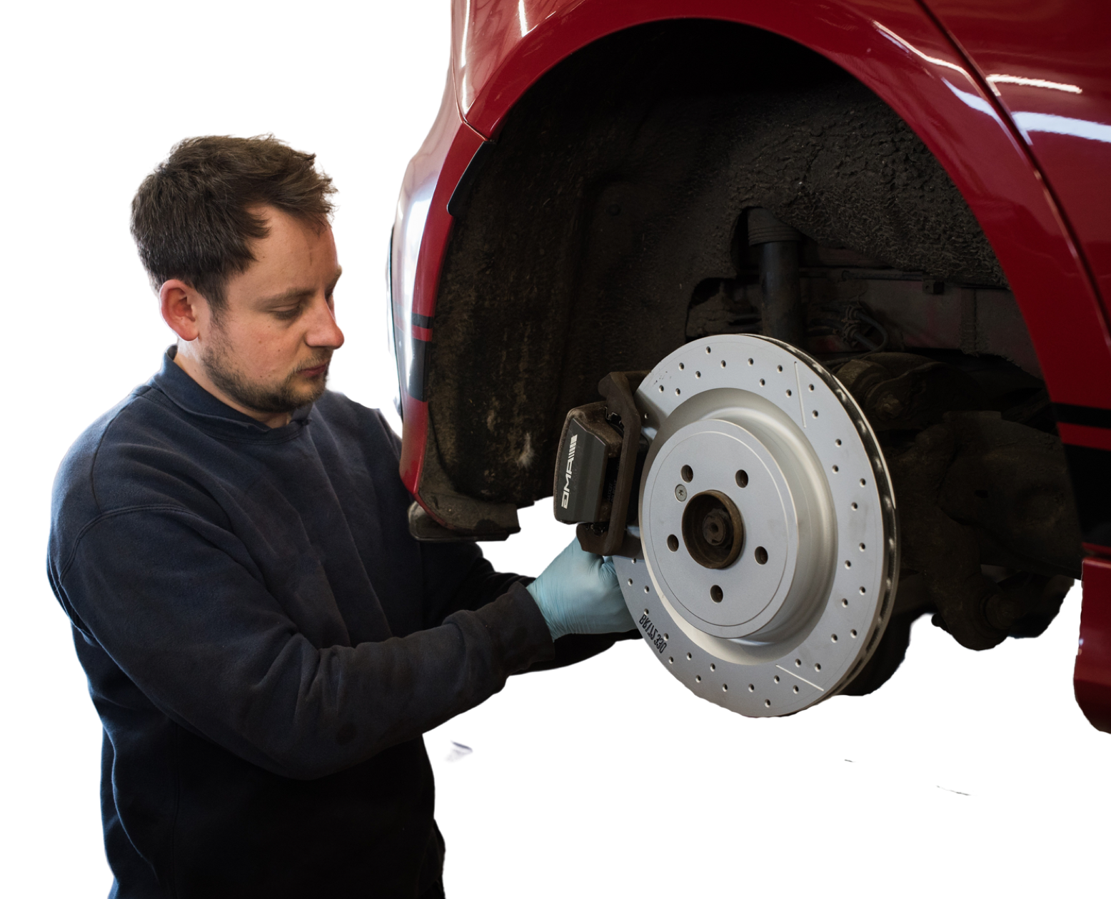 Brakes being serviced